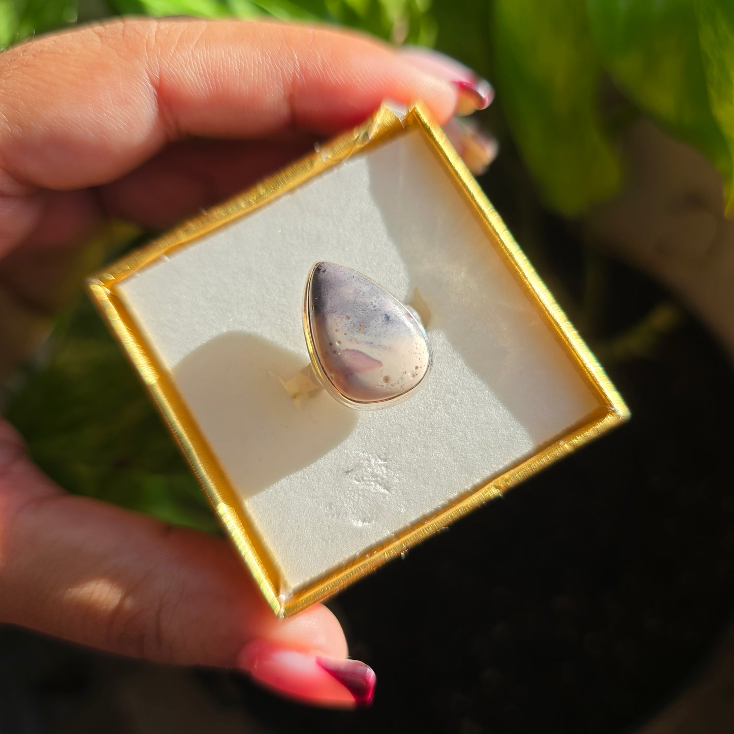 Porcelain Jasper Gemstone Ring - Size 5