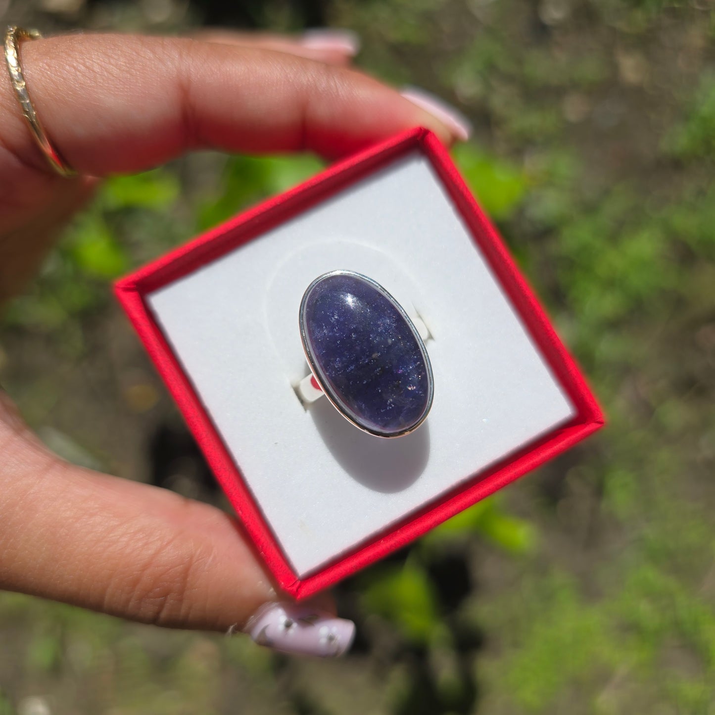 Iolite with Sunstone Inclusions Gemstone Ring - Size 6.5