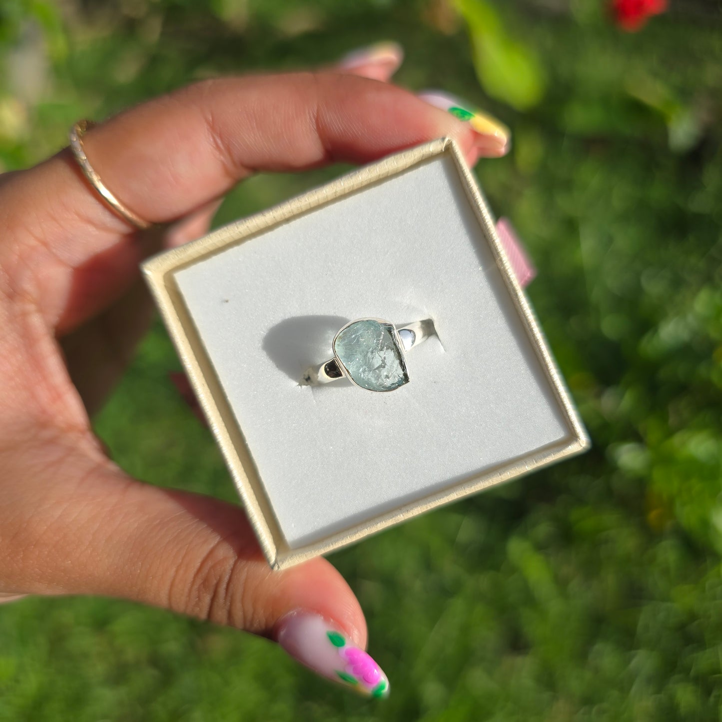 Raw Aquamarine Ring - Size 5.5