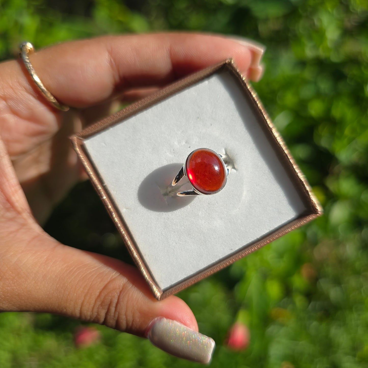 Hessonite Garnet Gemstone Ring - Size 6.5