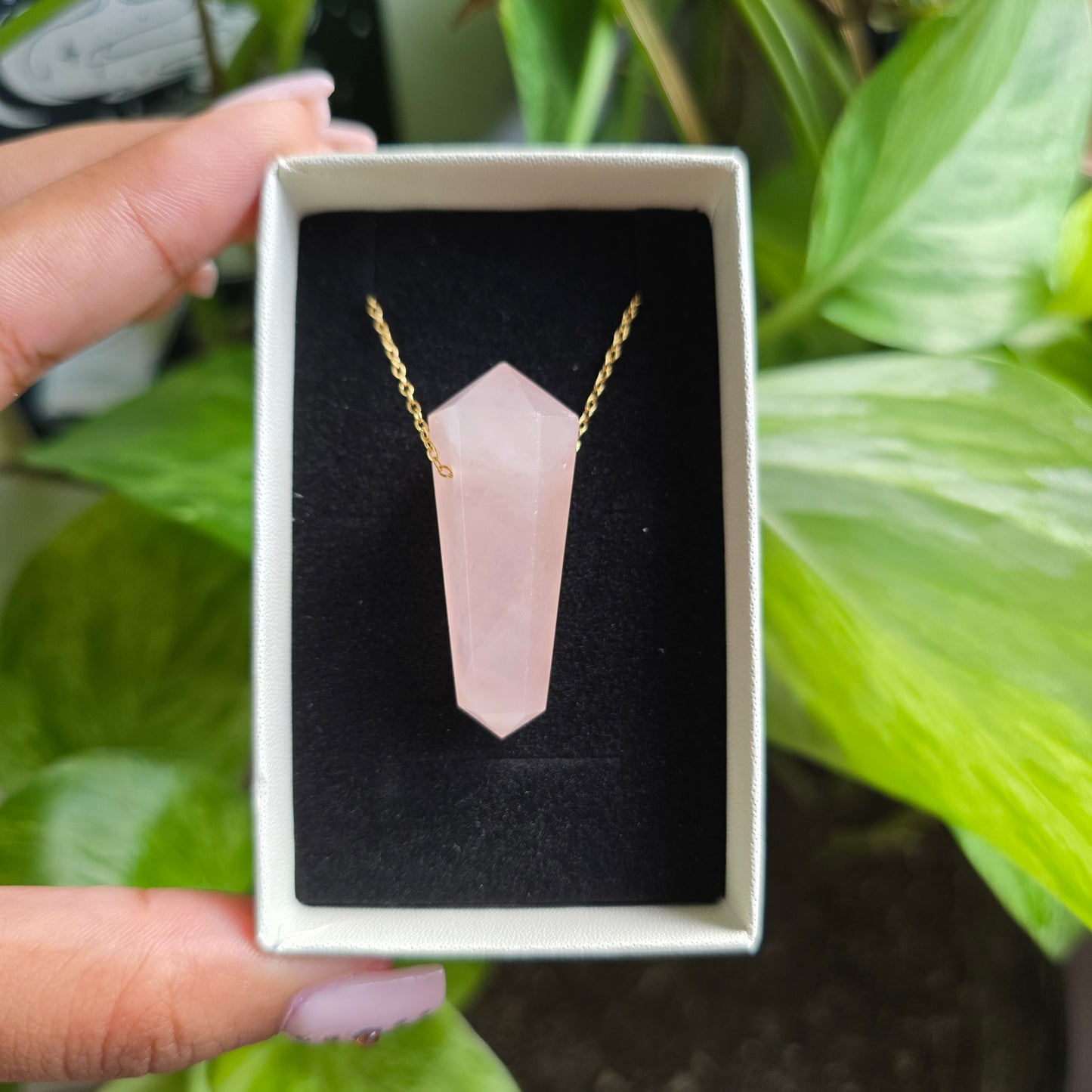 Rose Quartz Point Necklace