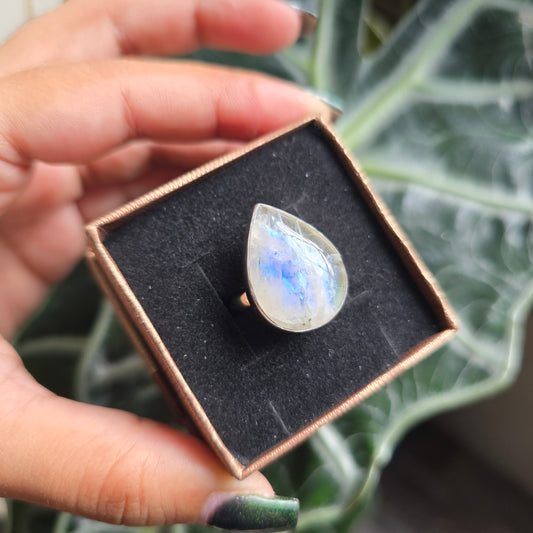 Rainbow Moonstone Ring - Size 7