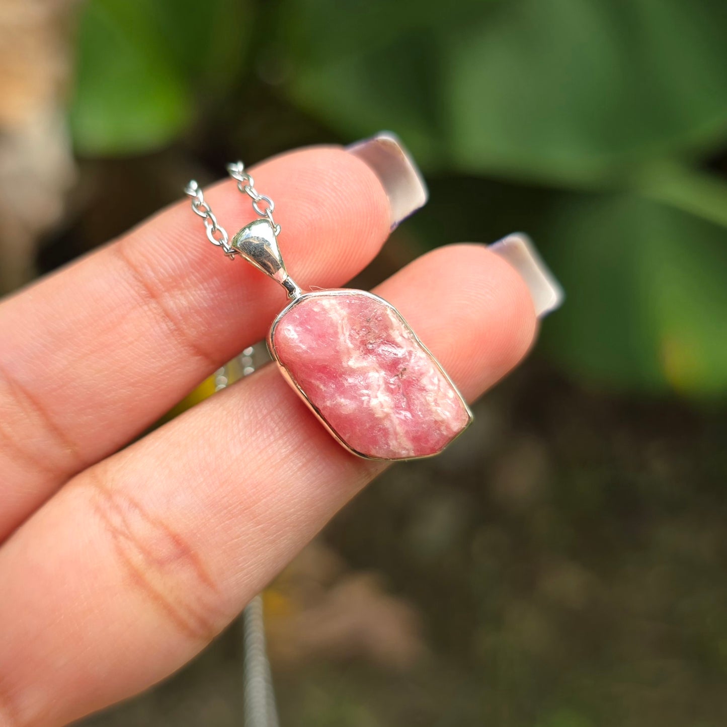 Raw Rhodochrosite Pendant