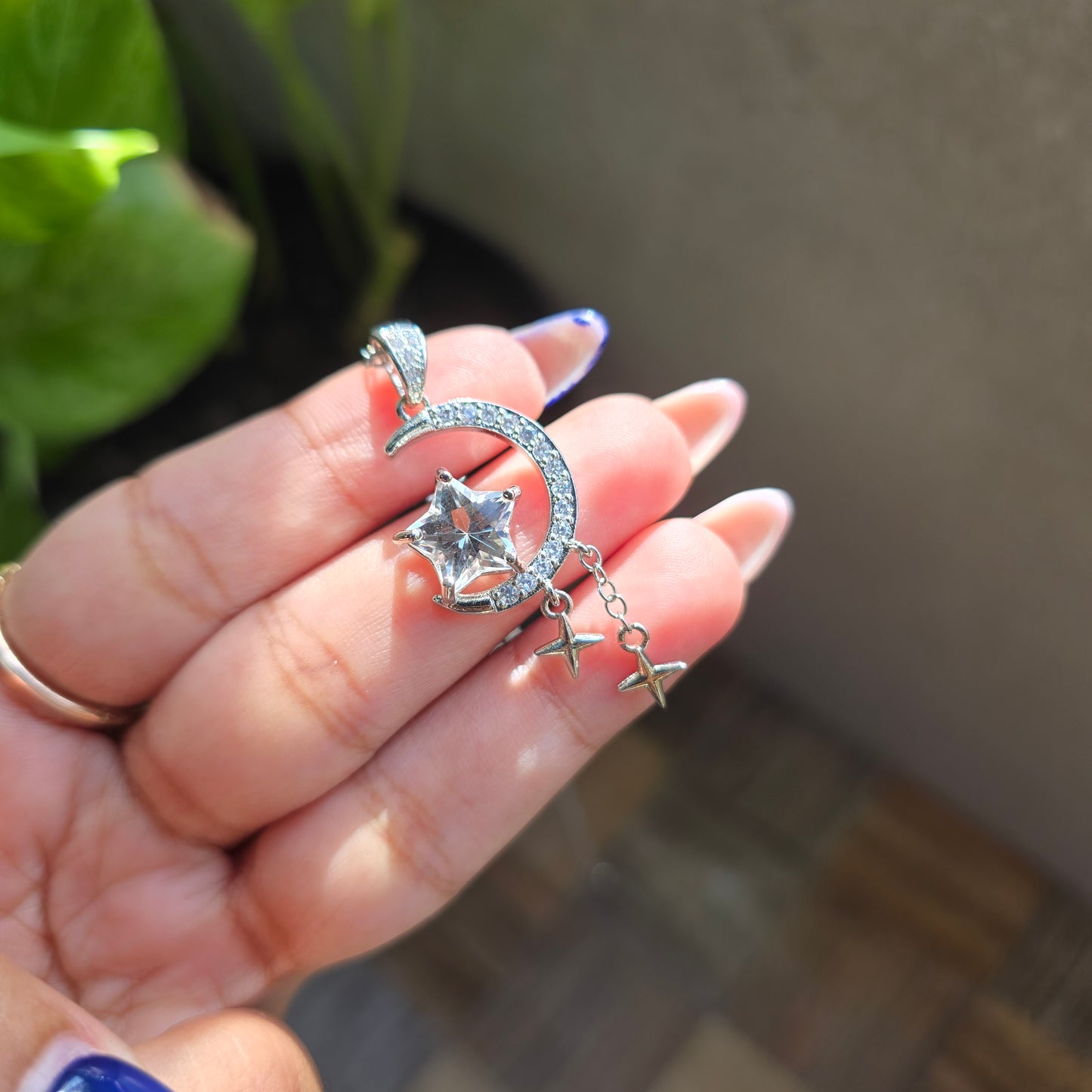 Clear Quartz Pendant - Silver Plated Brass