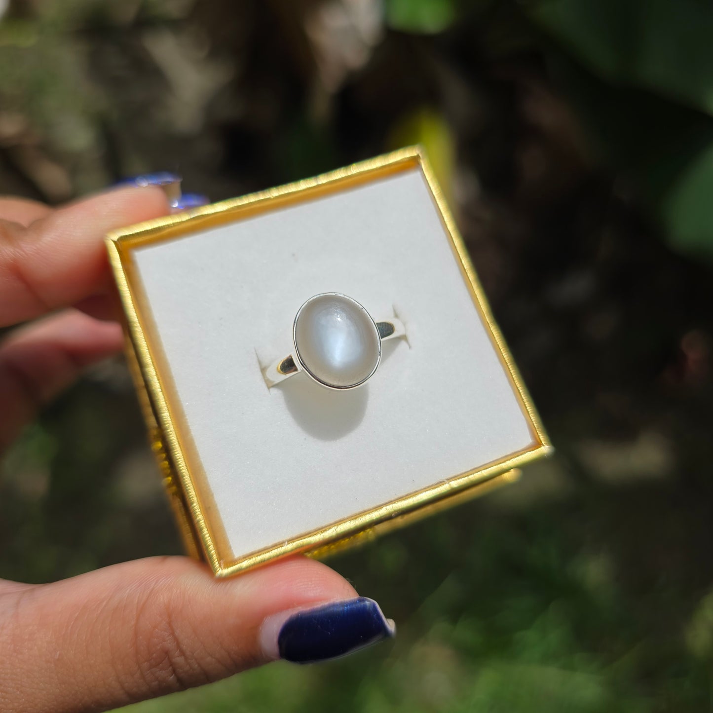 Grey Moonstone Ring - Size 8.5