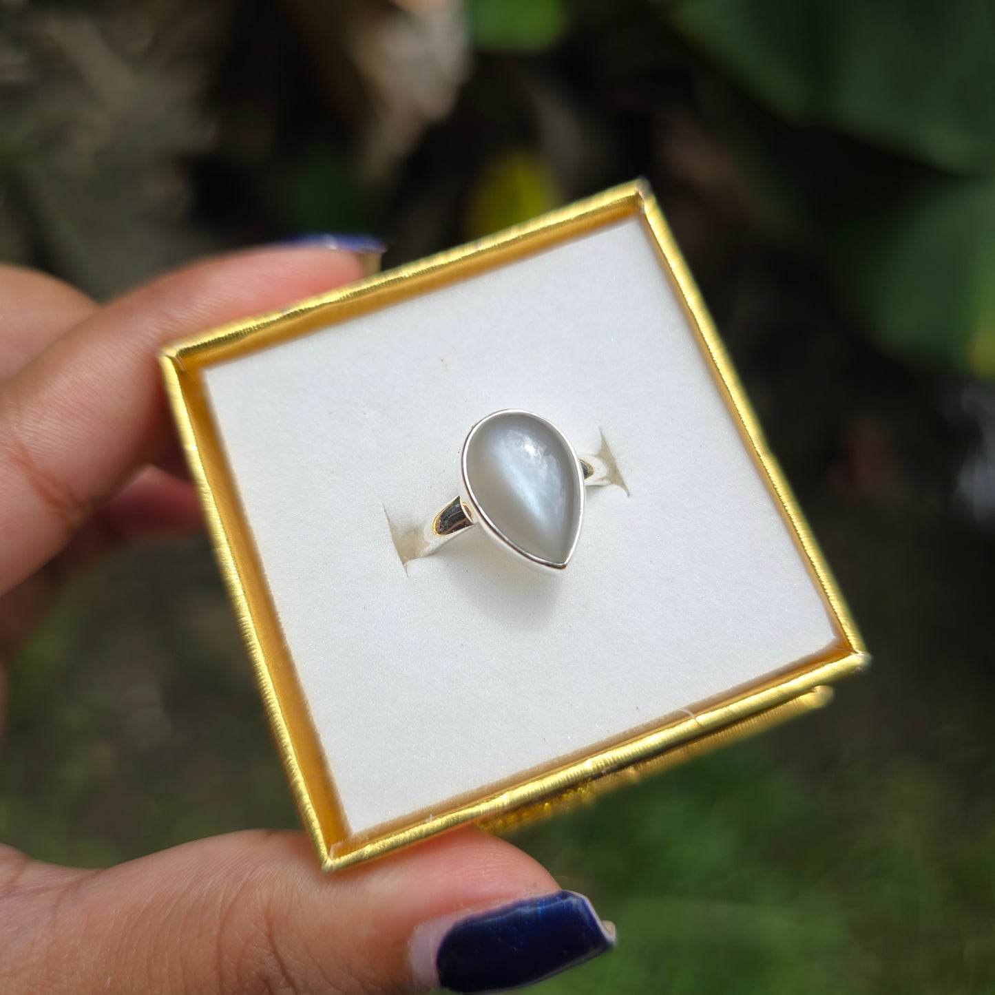 Grey Moonstone Ring - Size 5.5