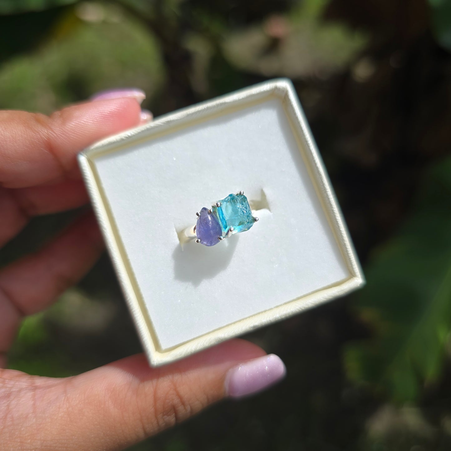 Tanzanite and Blue Apatite Ring - Size 4.5