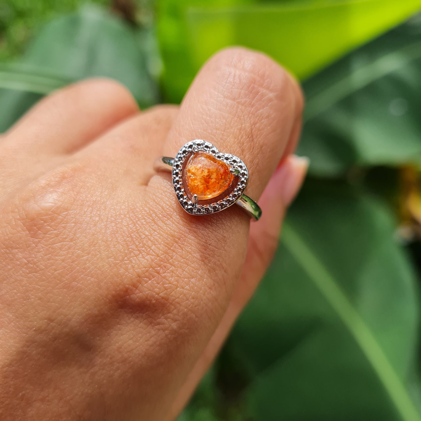 Sunstone Heart Ring