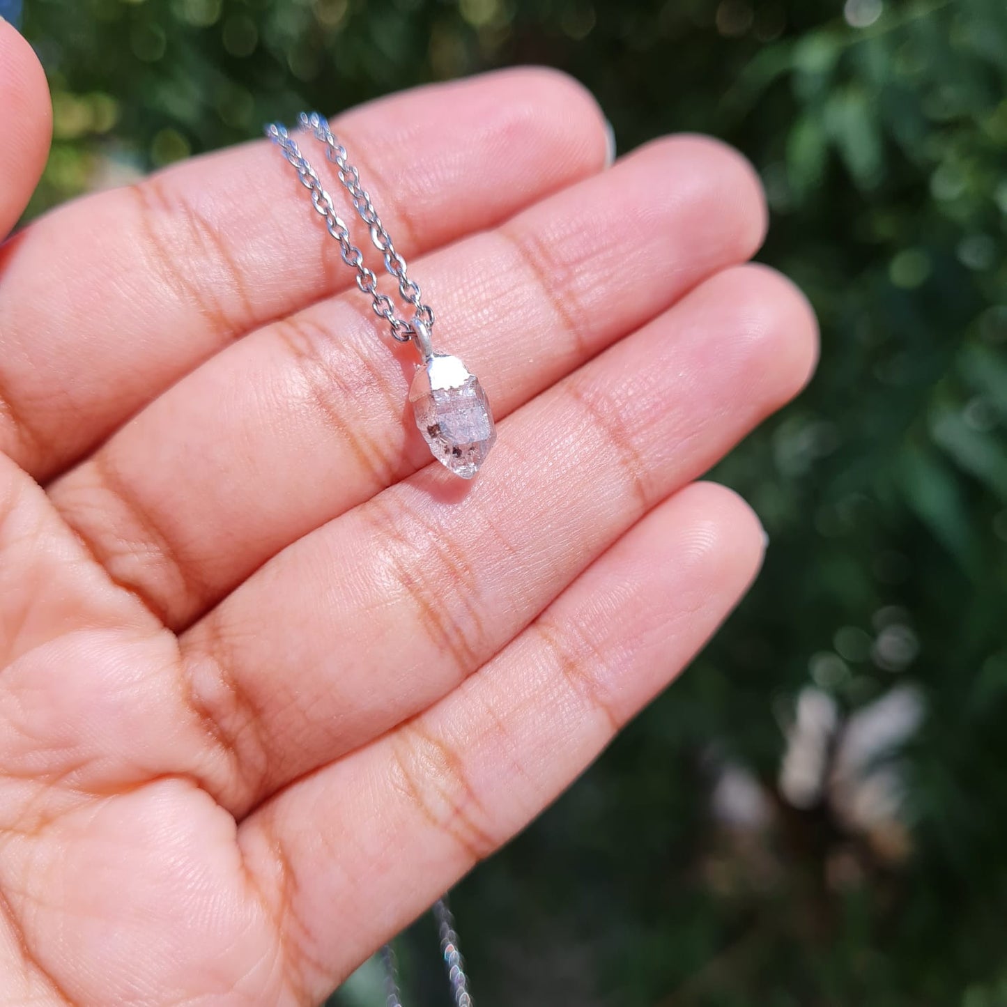 Herkimer Diamond Gemstone Necklace (Birthstone Collection - April)