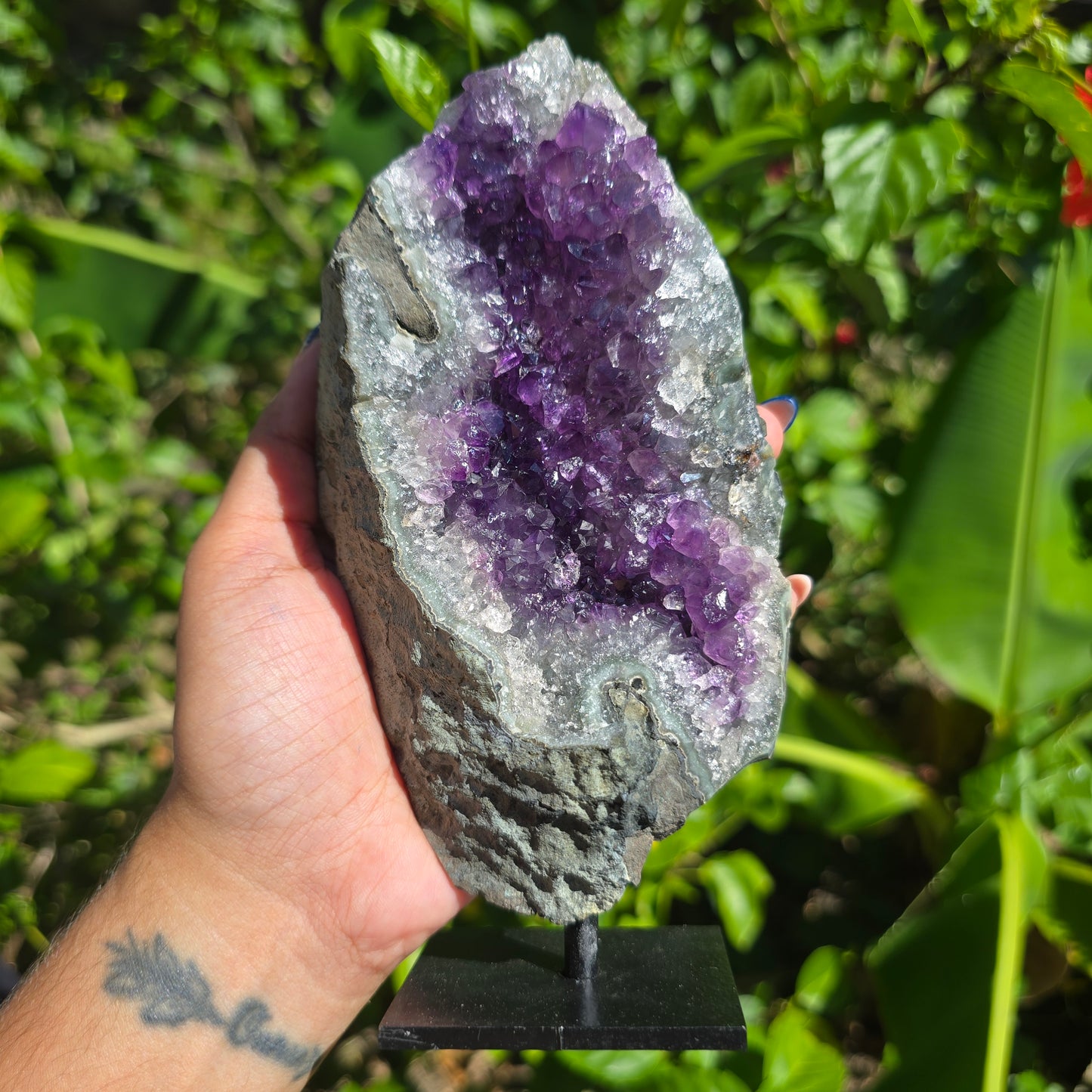 Amethyst Cluster on Metal Stand - 720g