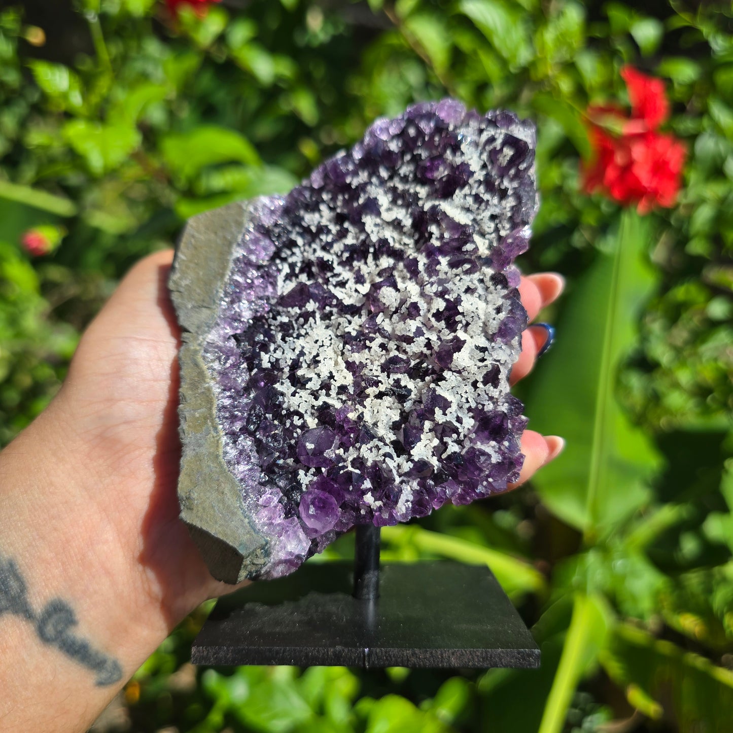 Amethyst Cluster on Metal Stand - 530g