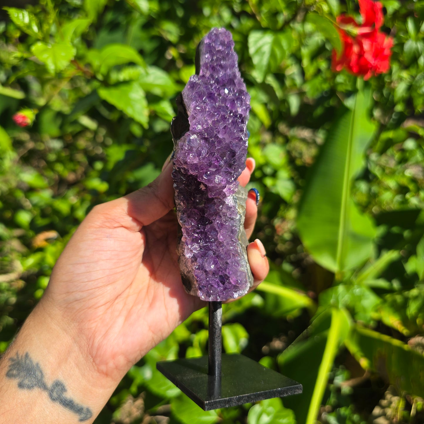 Amethyst Cluster on Metal Stand - 425g