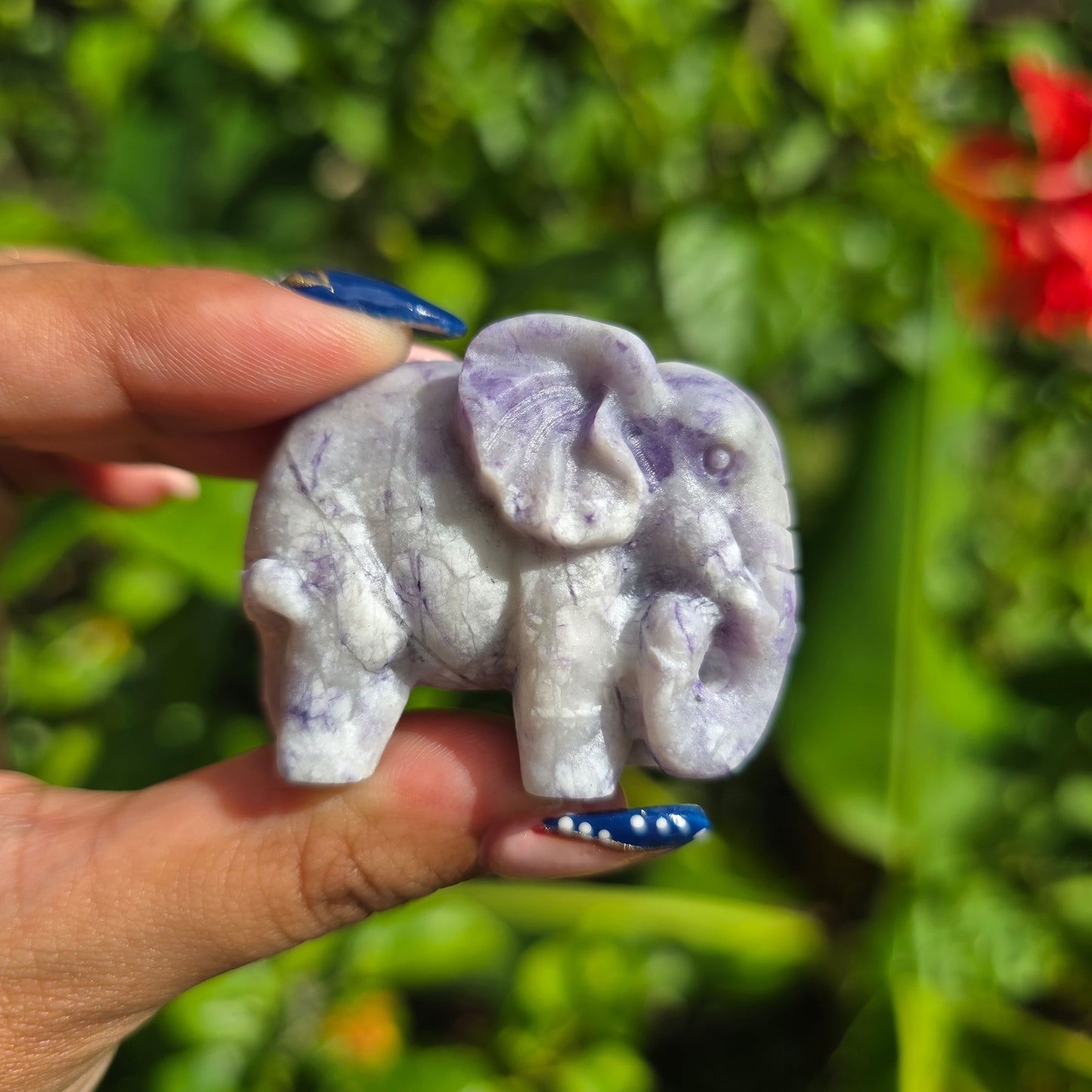 Lepidolite Elephant Carving