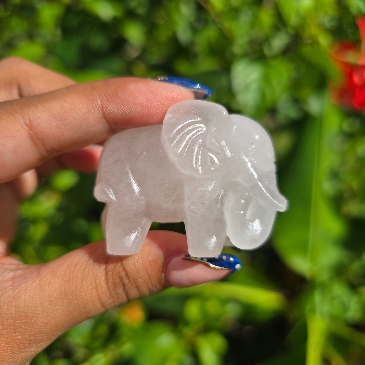 Rose Quartz Elephant Carving