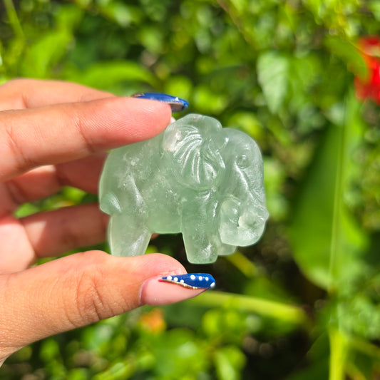 Green Fluorite Elephant Carving