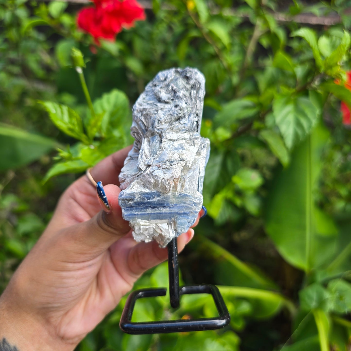 Blue Kyanite on Metal Stand