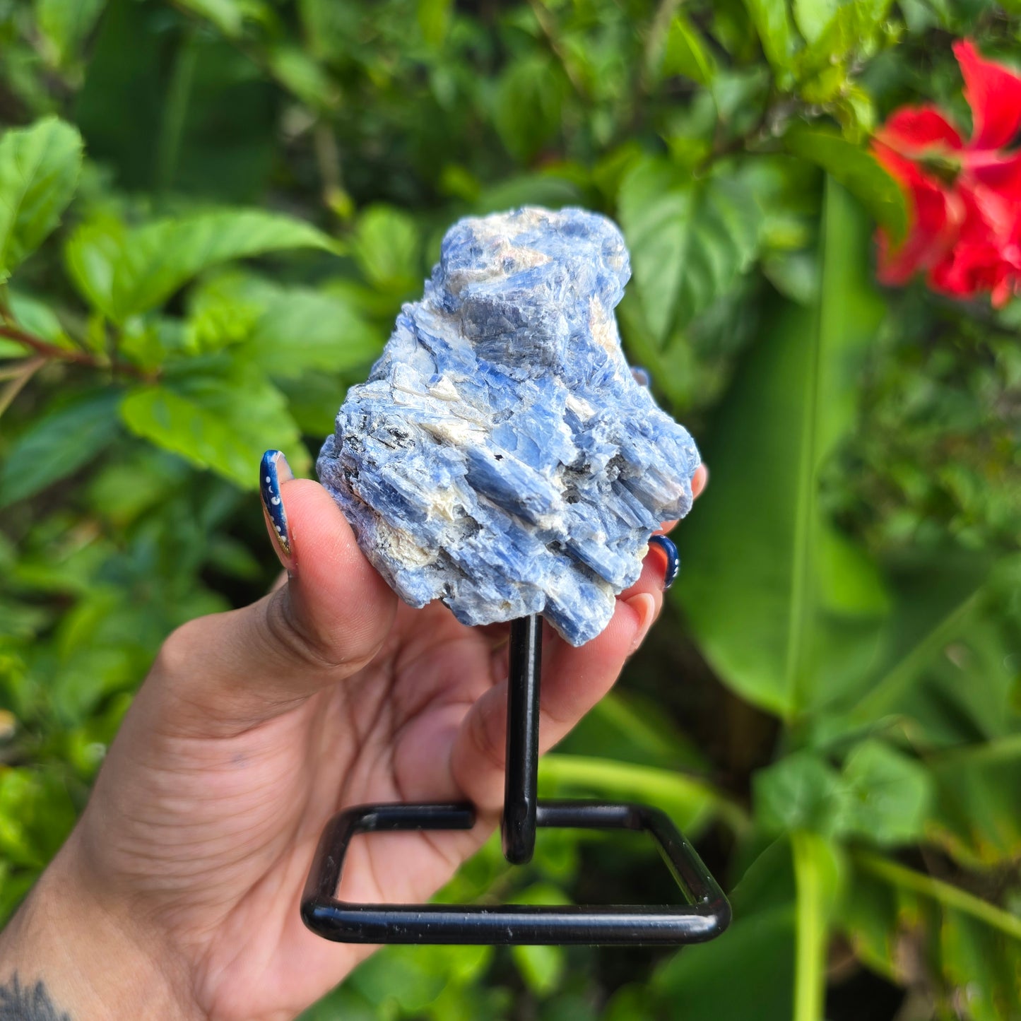 Blue Kyanite on Metal Stand