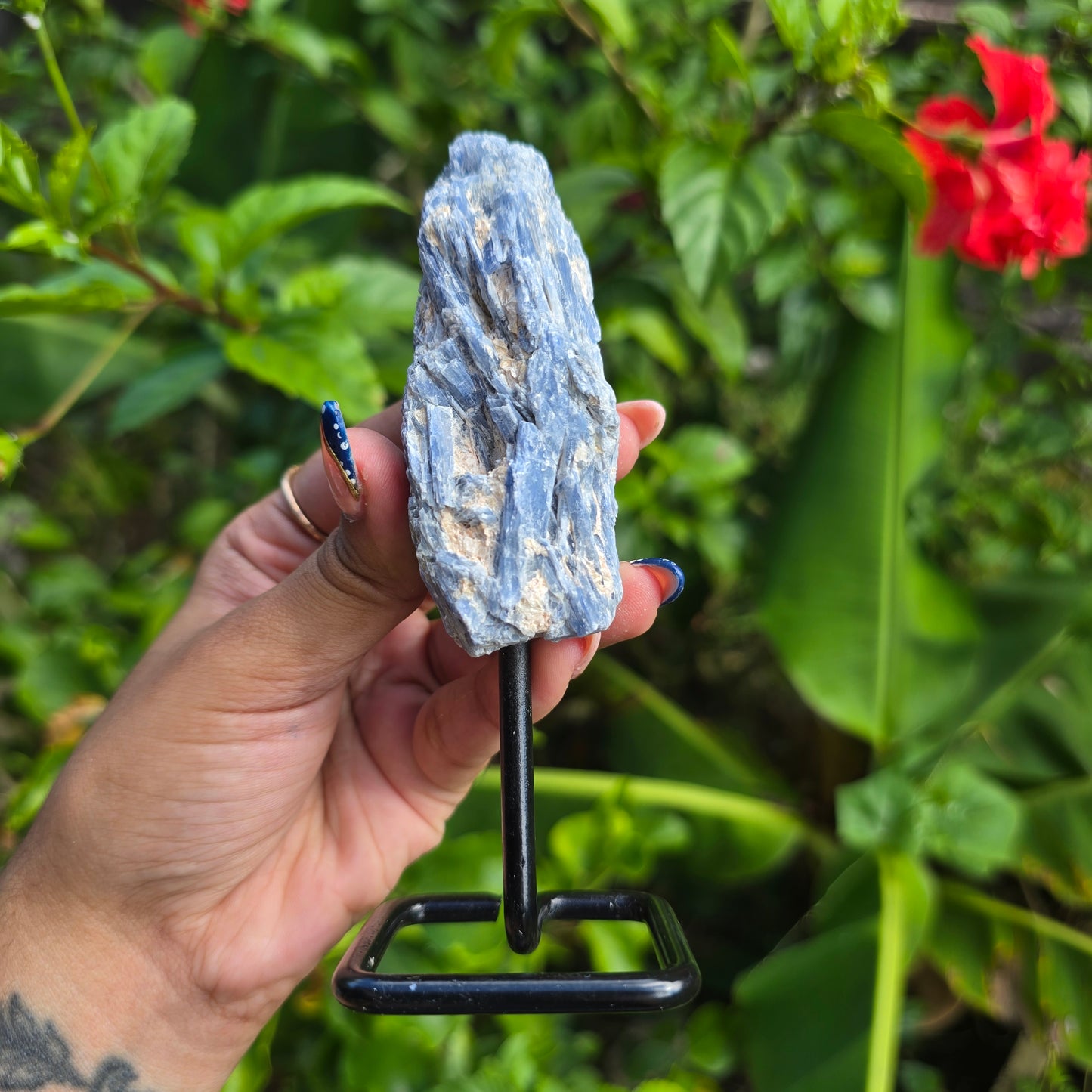 Blue Kyanite on Metal Stand