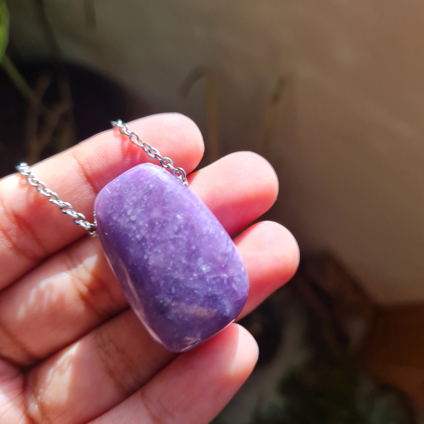High Quality Lepidolite Nugget Necklace