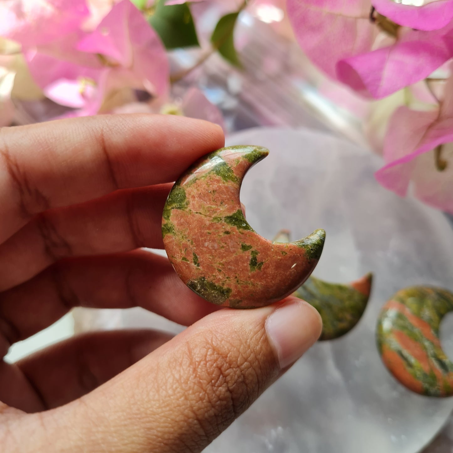 Mini Unakite Gemstone Moon