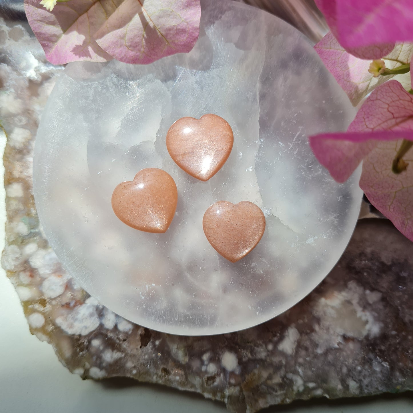 Mini Peach Moonstone Gemstone Heart