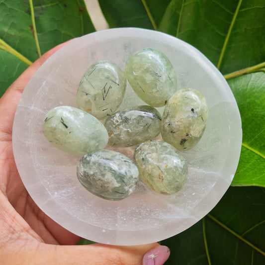 Prehnite with Epidote Tumbled Stone