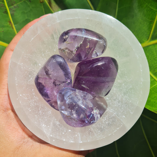 High Quality Purple Fluorite Tumbled Stone