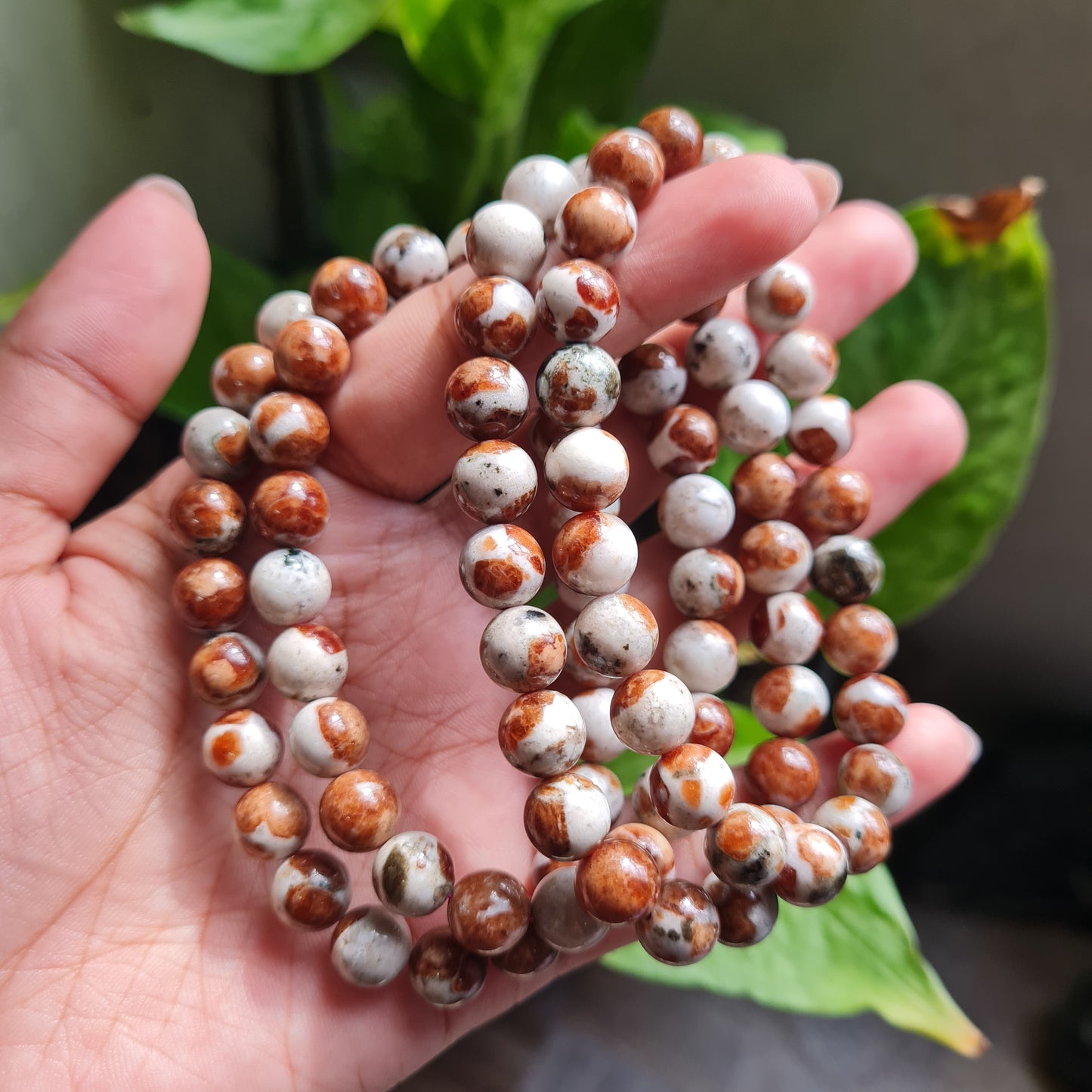 Garnet in Wollastonite Gemstone Bracelet