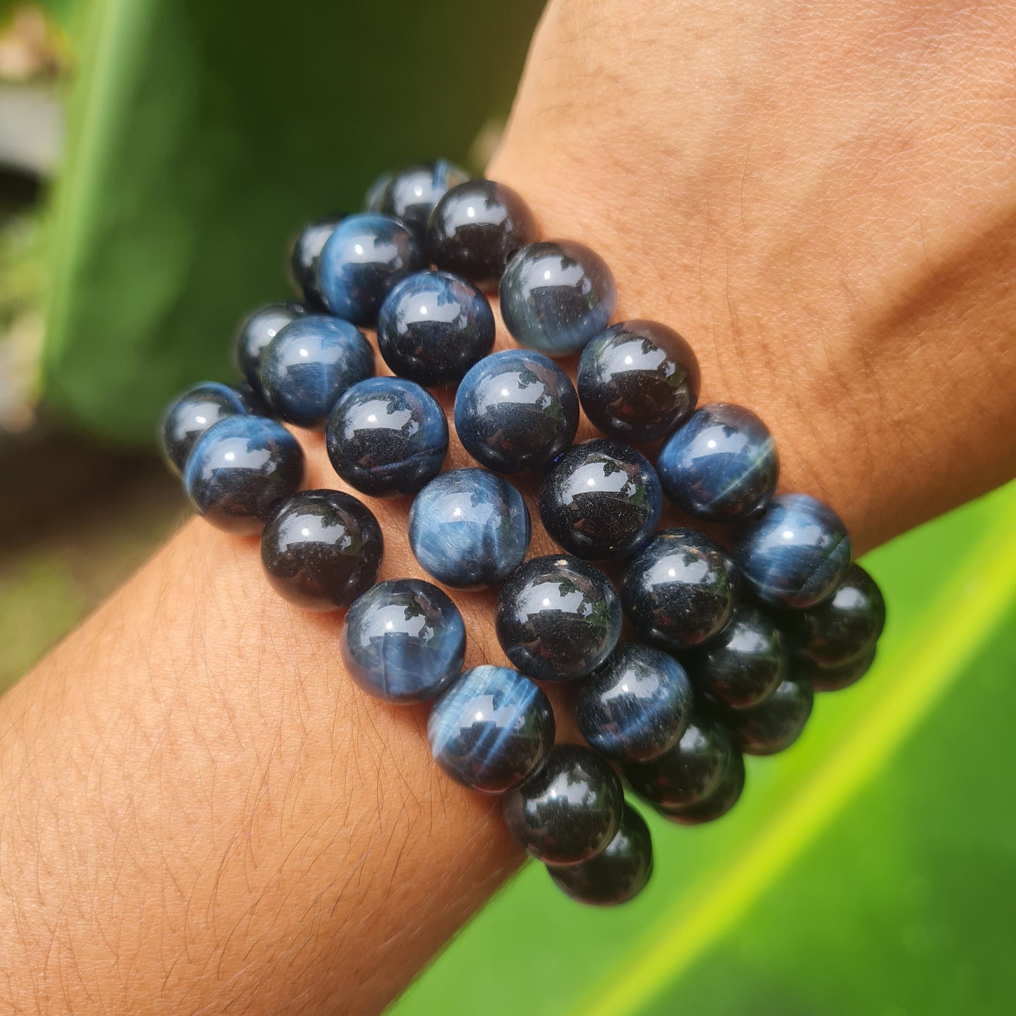 Hawk's Eye Gemstone Bracelet (Blue Tiger's Eye)