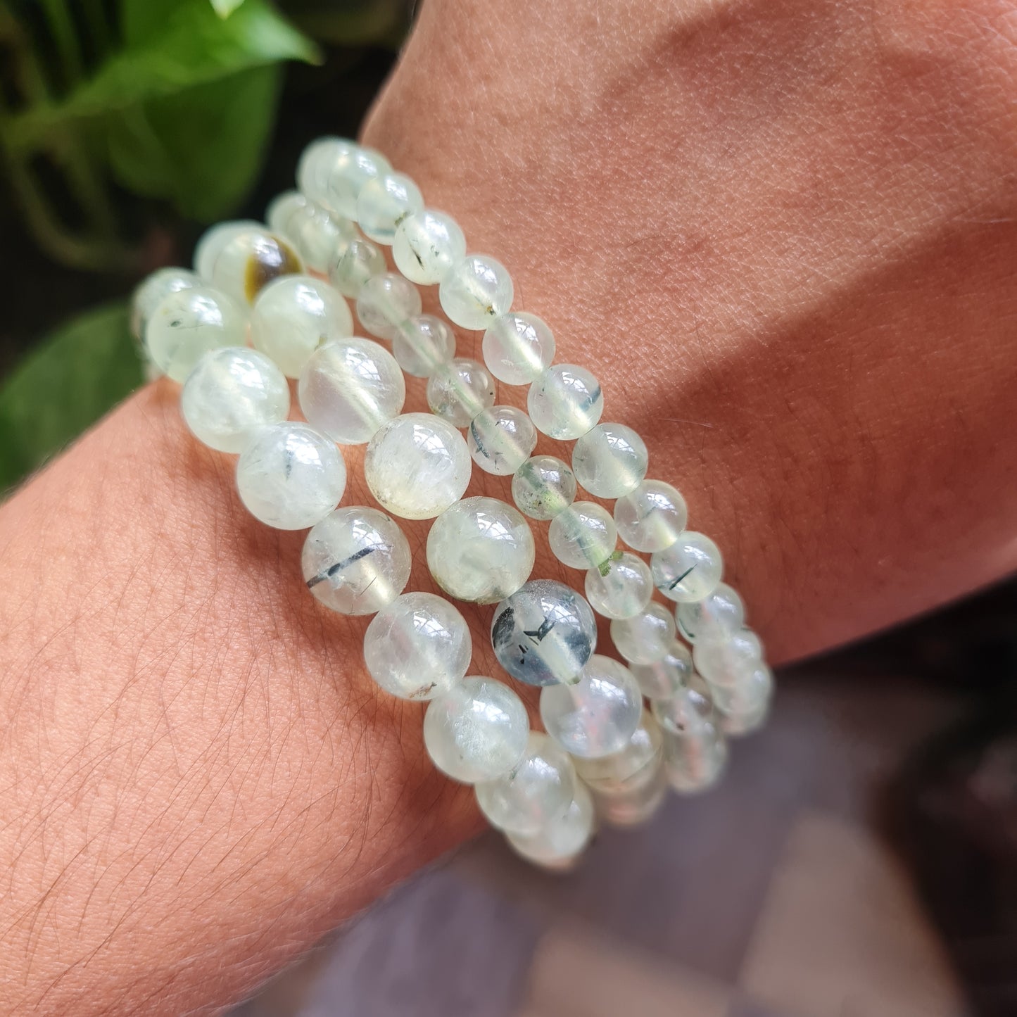 Prehnite with Epidote Gemstone Bracelet