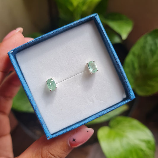 Dainty Green Kyanite Stud Earrings