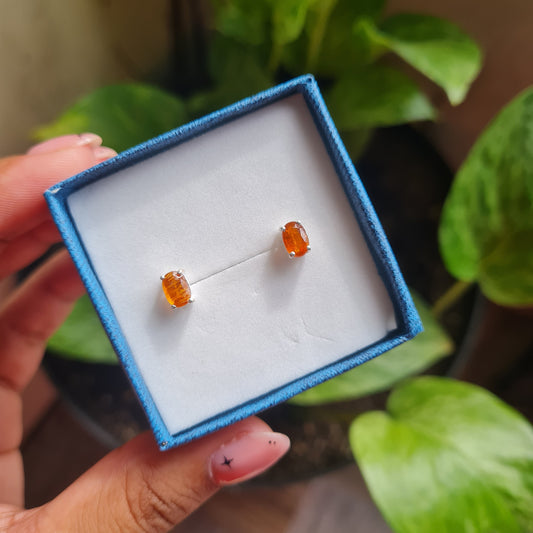 Dainty Orange Kyanite Stud Earrings