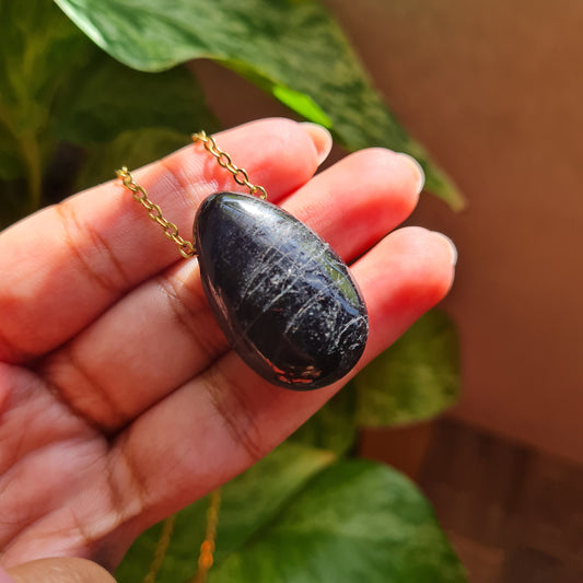 High Quality Black Tourmaline Nugget Necklace