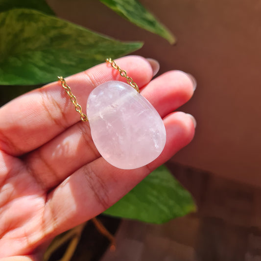 High Quality Rose Quartz Nugget Necklace