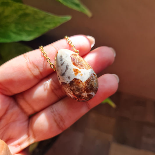 High Quality Garnet in Wollastonite Nugget Necklace