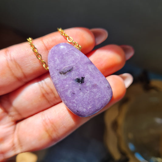 High Quality Lepidolite Nugget Necklace