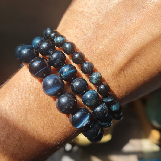 Hawk's Eye Gemstone Bracelet (Blue Tiger's Eye)