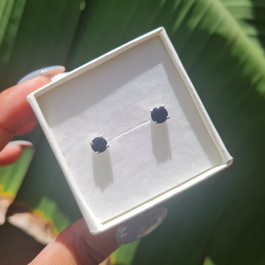 Dainty Black Obsidian Stud Earrings