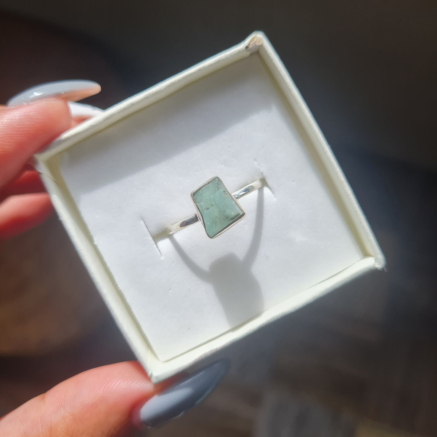 Raw Emerald Stacker Ring - Size 9