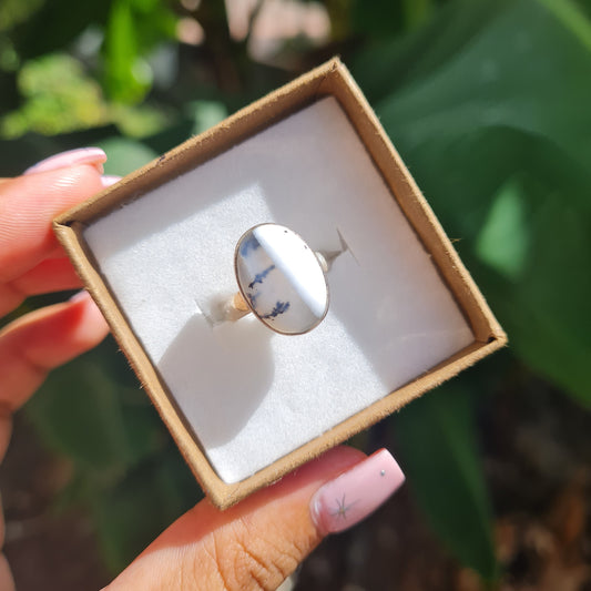Dendritic Opal Gemstone Ring - Size 6