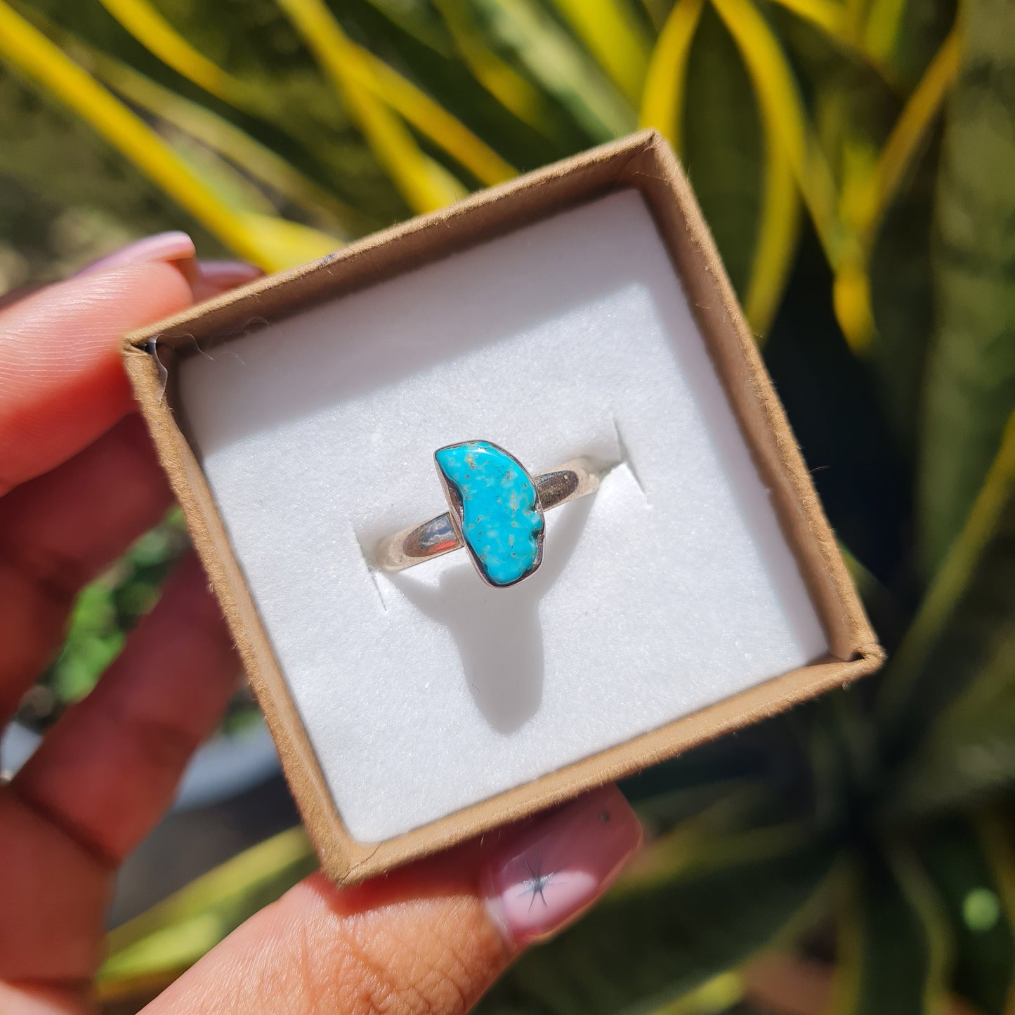 Raw Turquoise Gemstone Ring - Size 8
