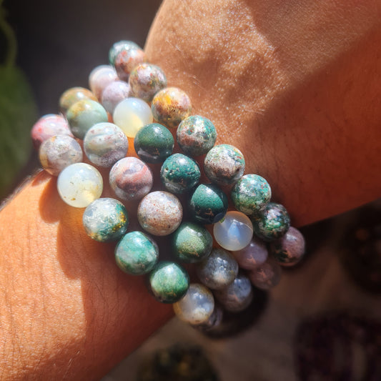 Ocean Jasper Gemstone Bracelet (Purple & Green Hues)