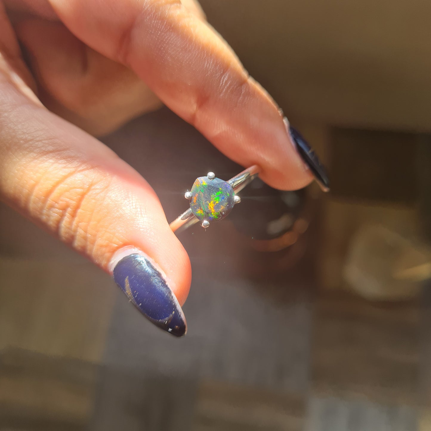 Black Ethiopian Opal Ring - Size 8