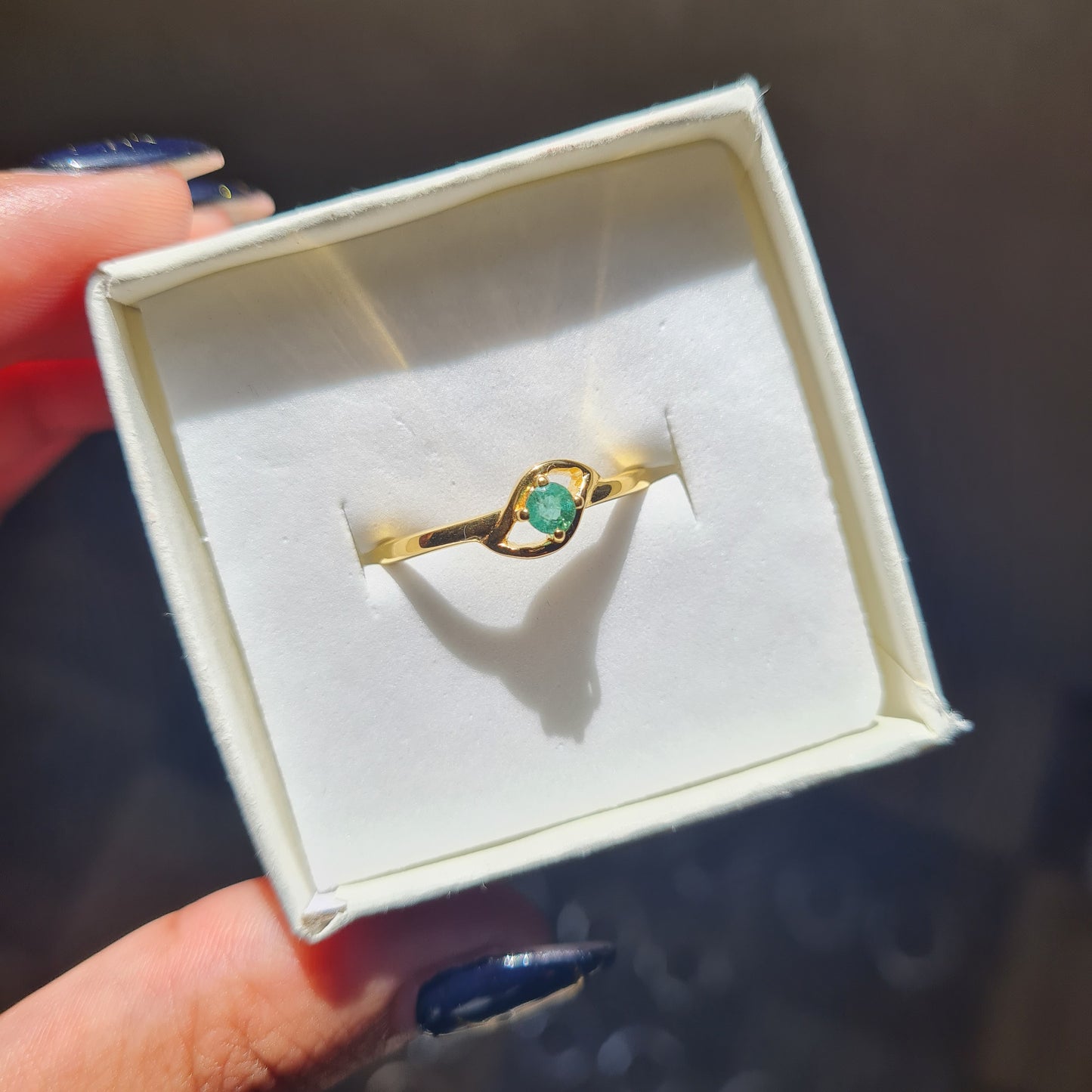 Gold Plated Emerald Ring - Size 9