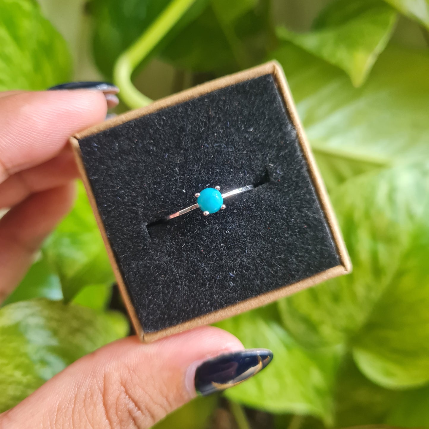 Dainty Turquoise Gemstone Ring - Size 6