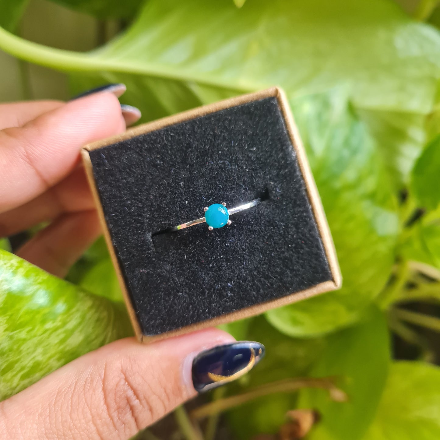 Dainty Turquoise Gemstone Ring - Size 8