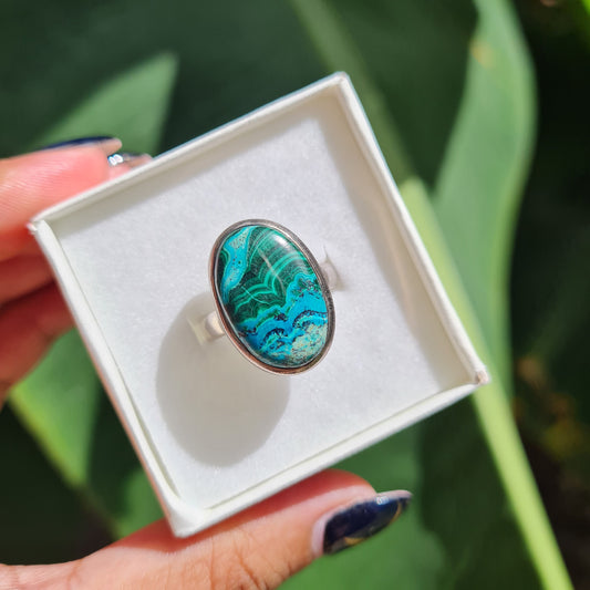 Malacolla (Malachite & Chrysocolla) Ring - Size 8