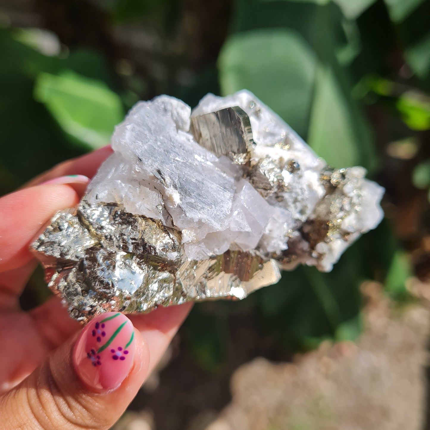 Pyrite with UV Reactive Calcite from Huanzala Mine, Peru