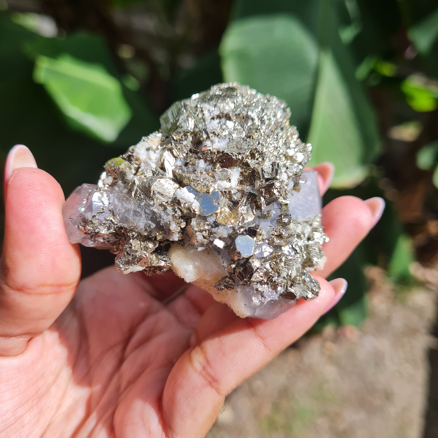 Pyrite with UV Reactive Calcite from Huanzala Mine, Peru