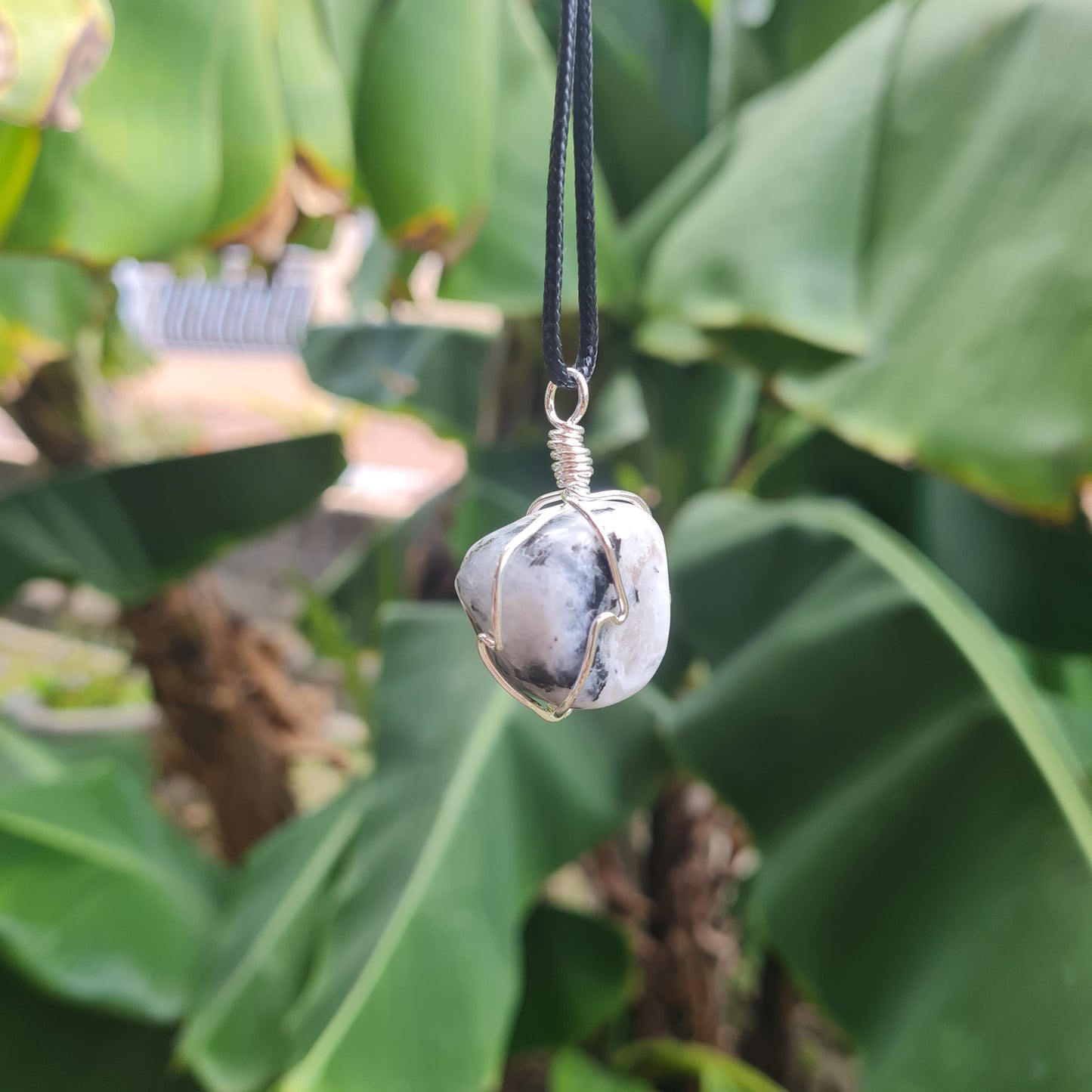 Wire Wrapped Rainbow Moonstone Necklace